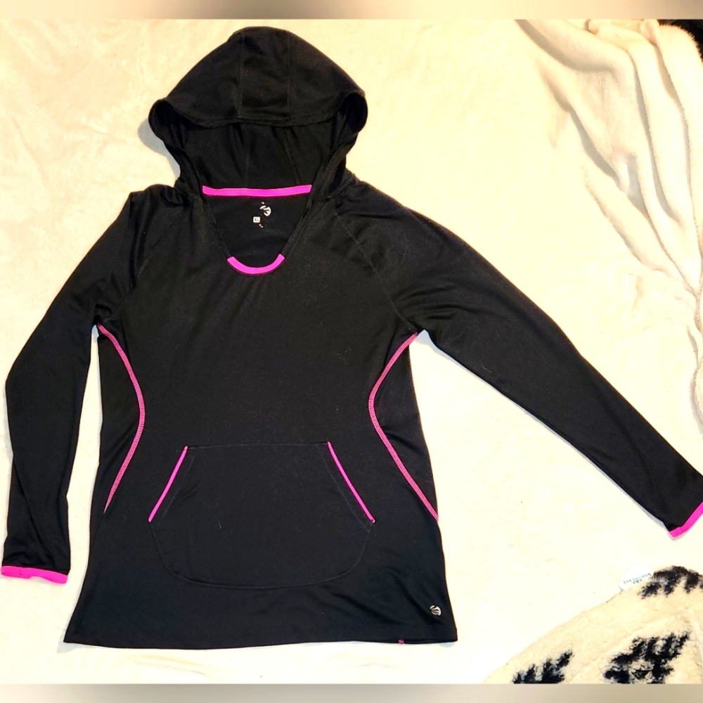 Jillian Michaels Impact Women's Active Workout Exercise Hoodie Black/Pink XL